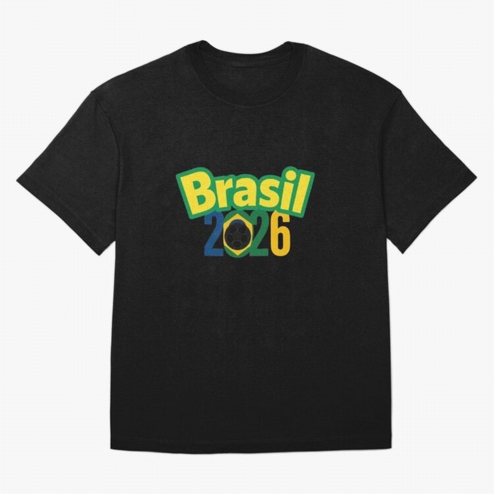Brasil 2026 Football Mission - Road to Next World Cup T-Shirt Oversized T-Shirt Bring a Vintage Feel to FIFA World Cup 2026 Group Stage Spirit, Filled with Argentina and Brazil, CR7, Championship Spirit, Famous Goals, Roaring Crowds and