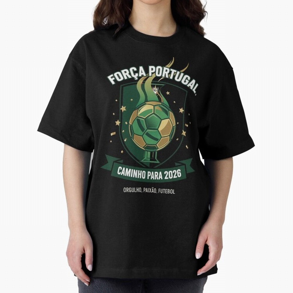 Portugal World Cup 2026 Fan Art Oversized T-Shirt Feel the Trophy Chase of FIFA World Cup 2026 Group Stage for Fans of Messi and Spain and Netherlands, Bringing Soccer Culture, Superstar Moments, National Team Dreams and Competitive Fire; Made for