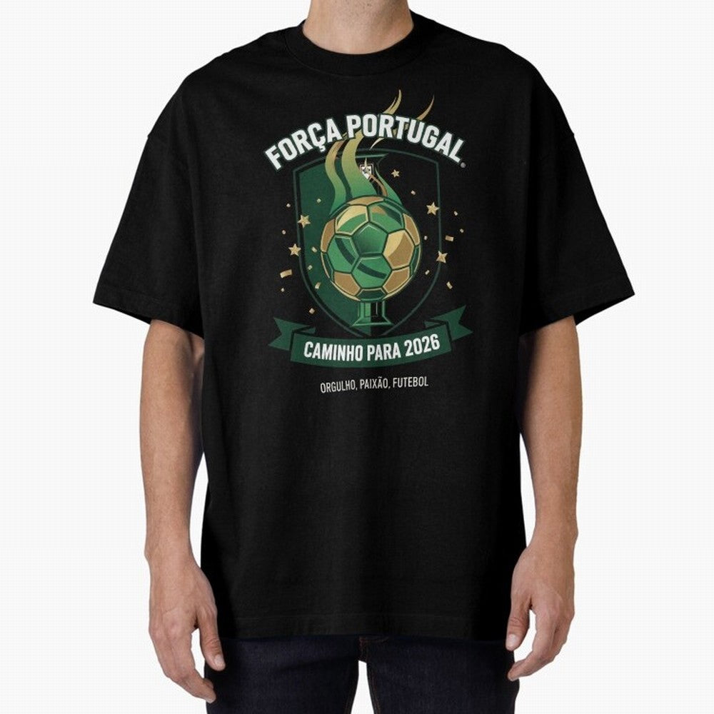 Portugal World Cup 2026 Fan Art Oversized T-Shirt Feel the Trophy Chase of FIFA World Cup 2026 Group Stage for Fans of Messi and Spain and Netherlands, Bringing Soccer Culture, Superstar Moments, National Team Dreams and Competitive Fire; Made for