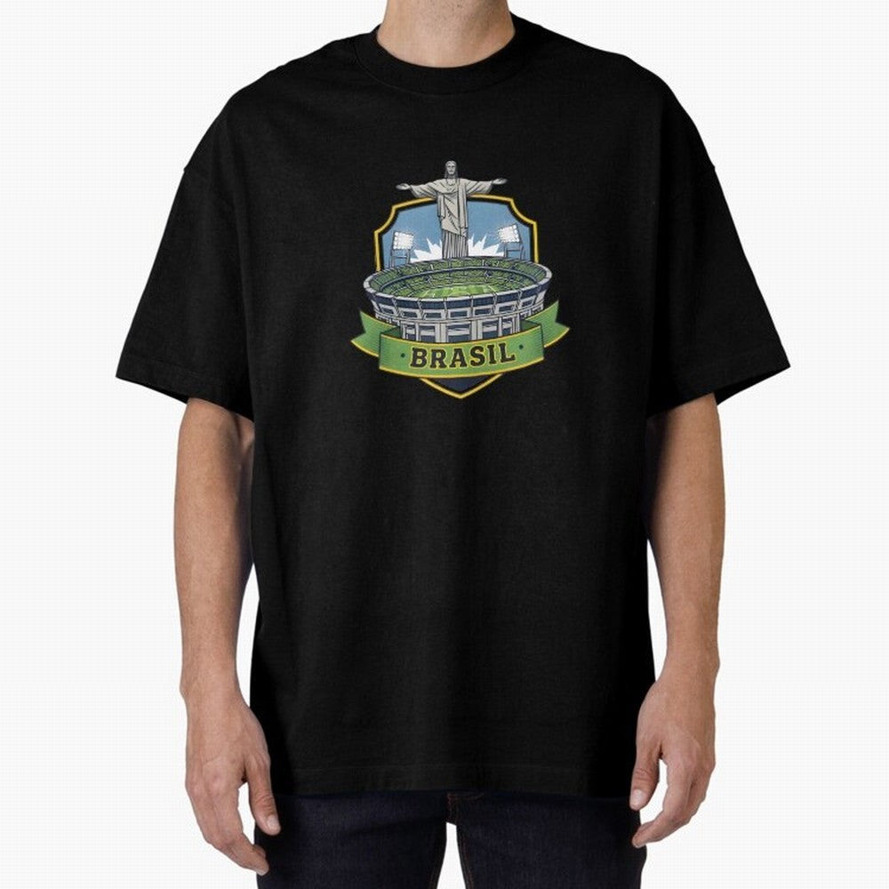 Brazil - World Cup 2026 Oversized T-Shirt Celebrate the Magic of FIFA World Cup 2026 USA Canada Mexico for Fans of Messi, Neymar and Mbappe and Argentina, France and Brazil, Bringing Vintage Soccer Flavor, Modern Football Stars, National Flags and