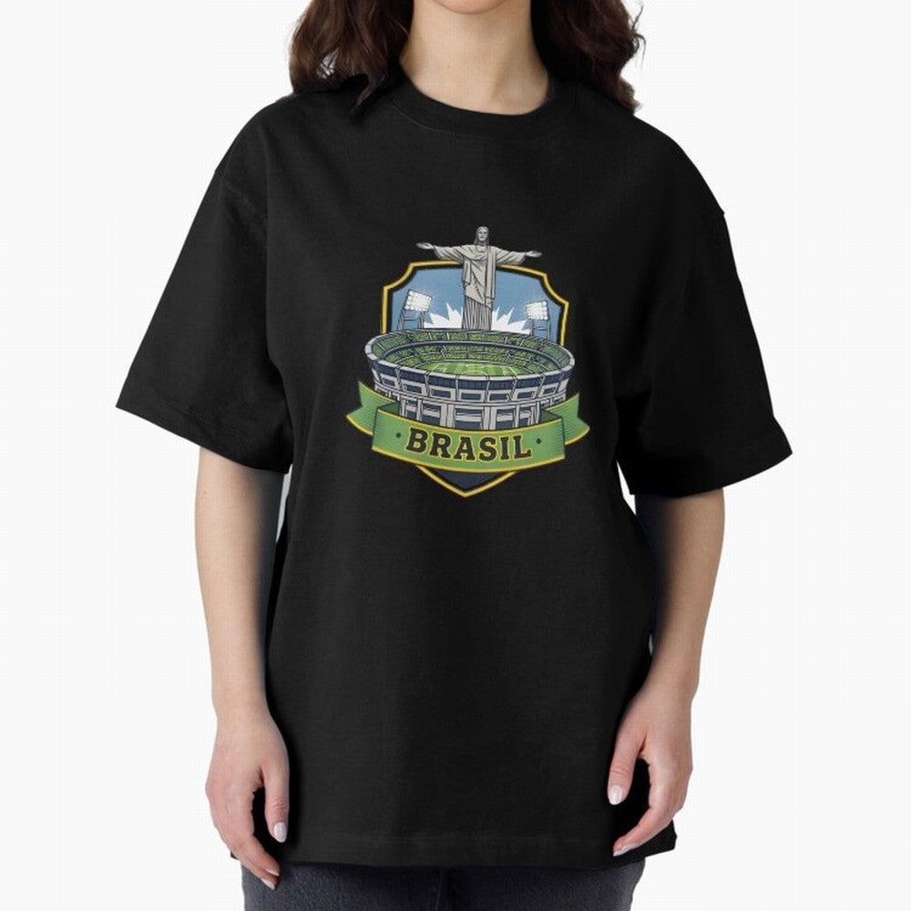 Brazil - World Cup 2026 Oversized T-Shirt Celebrate the Magic of FIFA World Cup 2026 USA Canada Mexico for Fans of Messi, Neymar and Mbappe and Argentina, France and Brazil, Bringing Vintage Soccer Flavor, Modern Football Stars, National Flags and