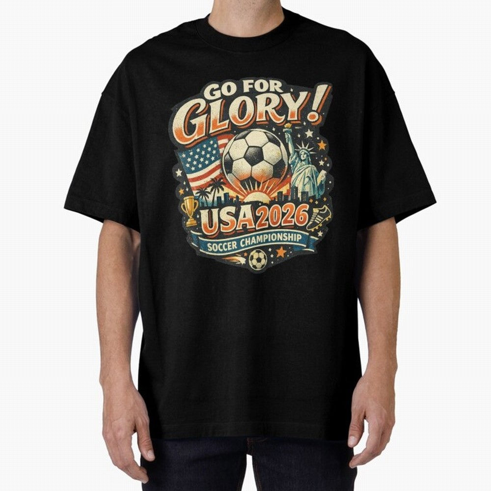 Soccer USA Oversized T-Shirt Celebrate Football Heritage in Global Football Passion for FIFA World Cup 2026 USA Canada Mexico, Celebrating Messi and Cristiano Ronaldo, Argentina, Classic Soccer Heritage, Championship Pressure, Fan Loyalty and