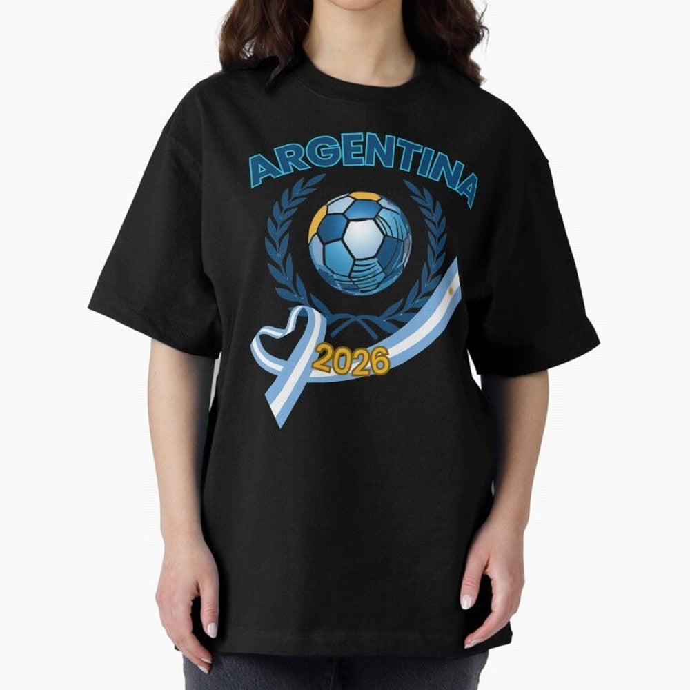 Argentina 2026 Oversized T-Shirt Show Championship Spirit for Global Football Passion for FIFA World Cup 2026, Built around Messi, France and Portugal, Champion Mindset, Group Stage Buzz, Knockout Tension and Passionate Fan Culture; Perfect for
