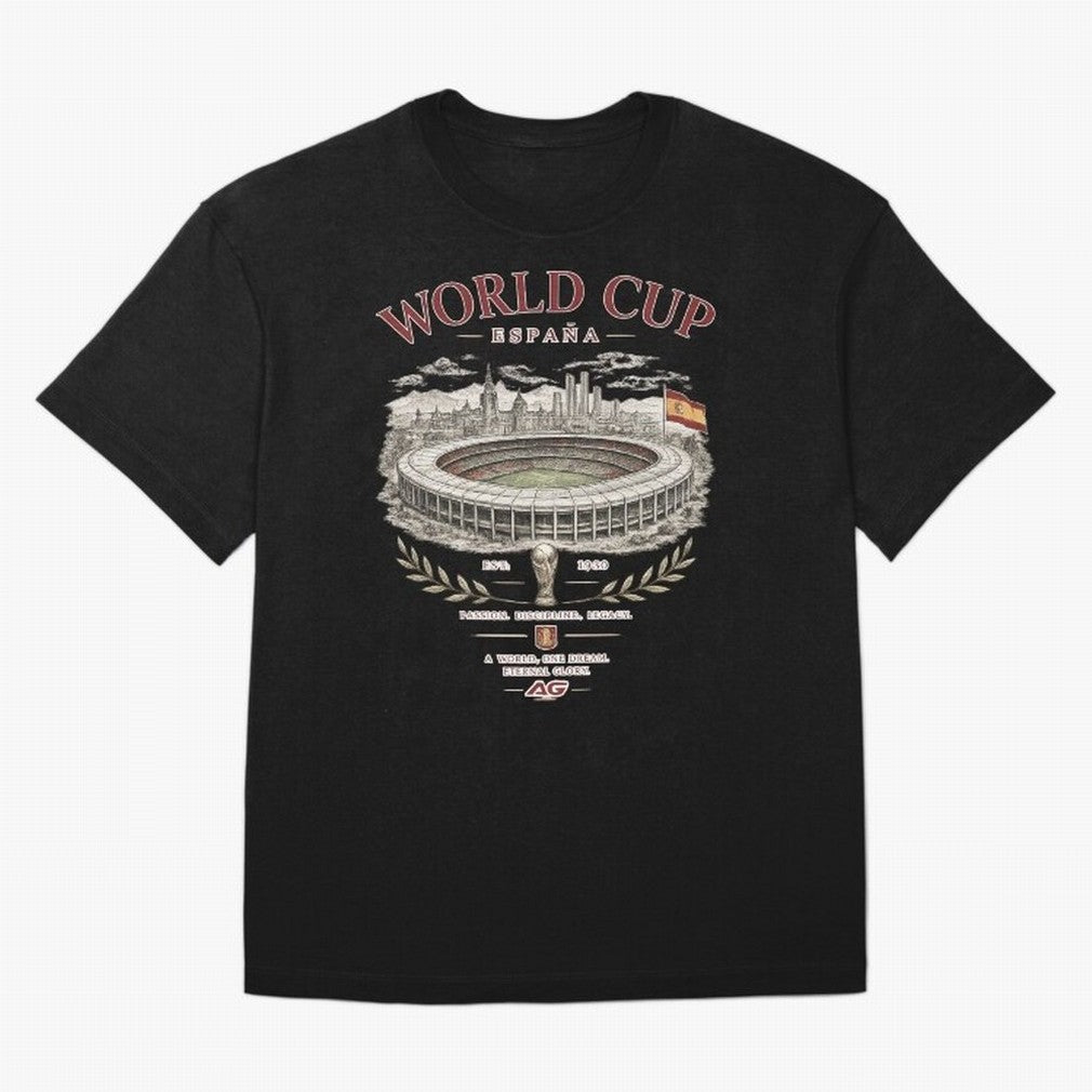 Spain World Cup Vintage Streetwear Oversized T-Shirt Join Supporters Worldwide for Global Football Passion for FIFA World Cup 2026, Connected to Mbappe and Neymar, Spain and Netherlands, Sports Nostalgia, International Competition, Famous Players