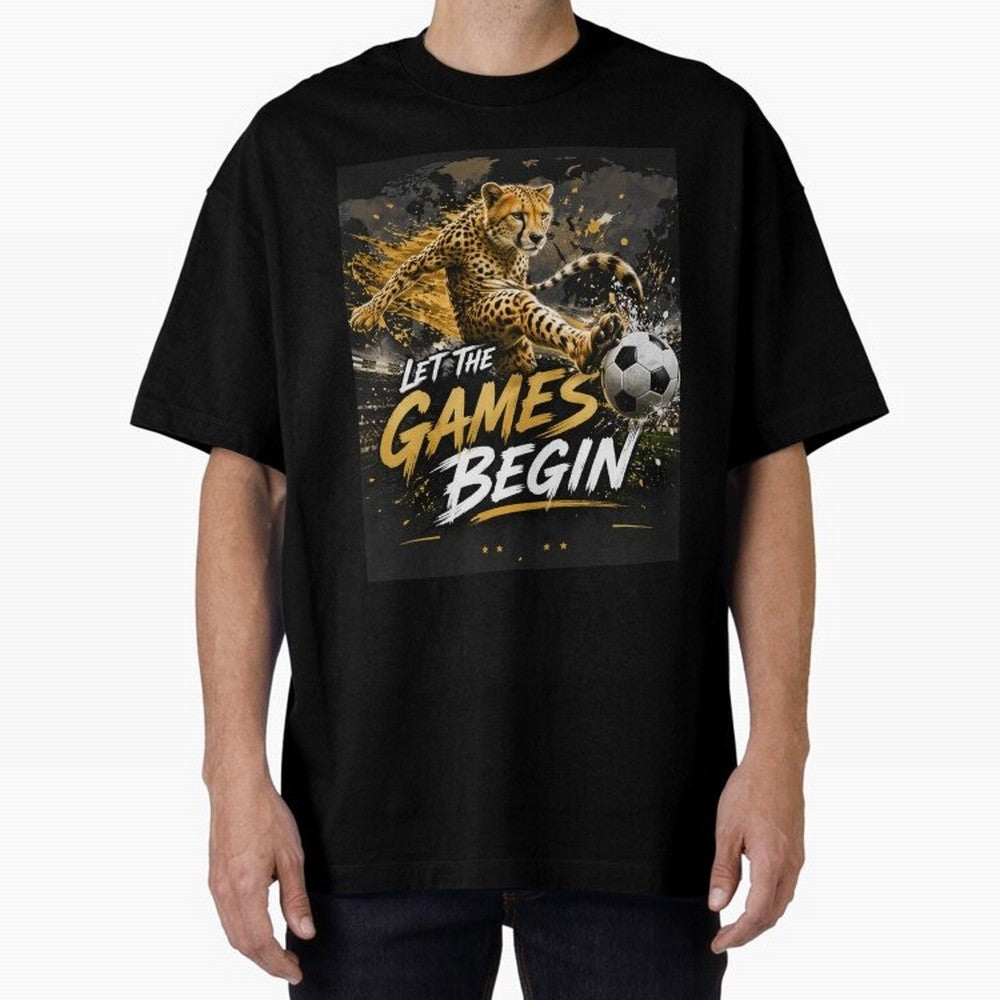 Let The Games Begin-World Cup Soccer @026 Oversized T-Shirt Feel the Trophy Chase of Match Day Hype around FIFA World Cup 2026 Group Stage, CR7 and Messi, England and Germany, Tournament Hype, Historic Matchups, Family Viewing Parties and Global