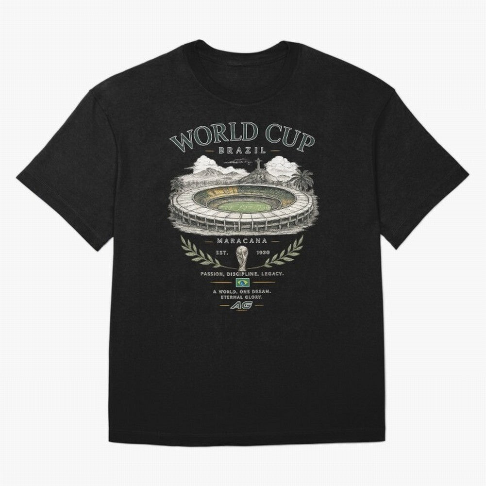 Brazil World Cup Maracana Streetwear Oversized T-Shirt Turn Football Passion into FIFA World Cup 2026 Highlighting Cristiano Ronaldo, France Energy, Game Day Rituals, Football Legends, Country Pride and the Road to the Final; Perfect for Fans,