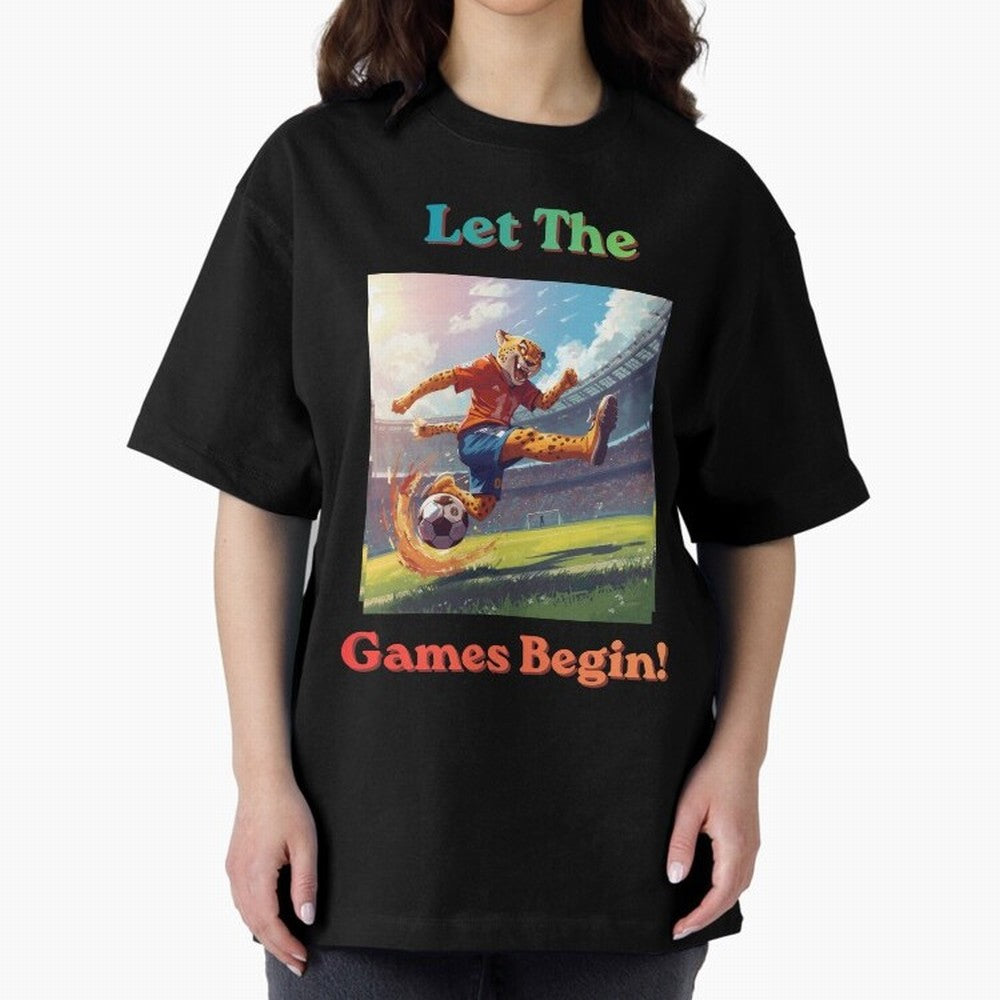Let The Games Begin ¨C World Cup Soccer 2026 Oversized T-Shirt Celebrate Supporters United by Match Day Hype around FIFA World Cup 2026 USA Canada Mexico, Neymar, Haaland and Cristiano Ronaldo, Spain, Fan Favorite Moments, National Team Passion,
