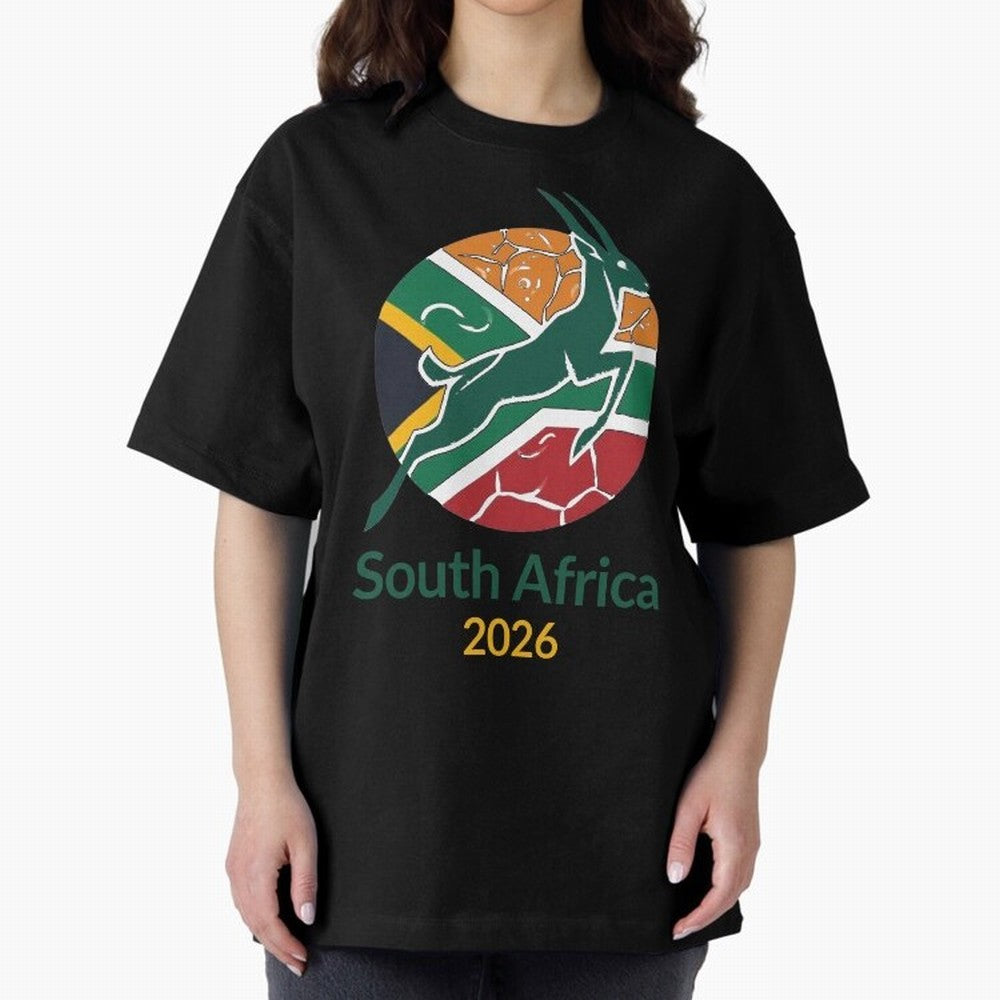 South Africa 2026 Oversized T-Shirt Feel International Energy from Global Football Passion for FIFA World Cup 2026 USA Canada Mexico, Made for Messi, Neymar and Mbappe, Argentina, Goal Celebration Energy, Supporter Heritage, Football Icons and