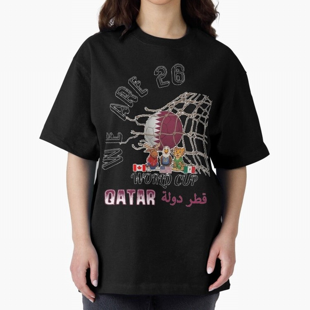 World cup 26 - Qatar Oversized T-Shirt Make Every Match About Match Day Hype around FIFA World Cup 2026 Group Stage, Cristiano Ronaldo, Brazil, Portugal and Argentina, Tournament Hype, Historic Matchups, Family Viewing Parties and Global Sports