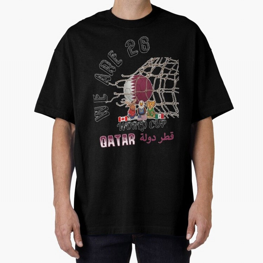 World cup 26 - Qatar Oversized T-Shirt Make Every Match About Match Day Hype around FIFA World Cup 2026 Group Stage, Cristiano Ronaldo, Brazil, Portugal and Argentina, Tournament Hype, Historic Matchups, Family Viewing Parties and Global Sports