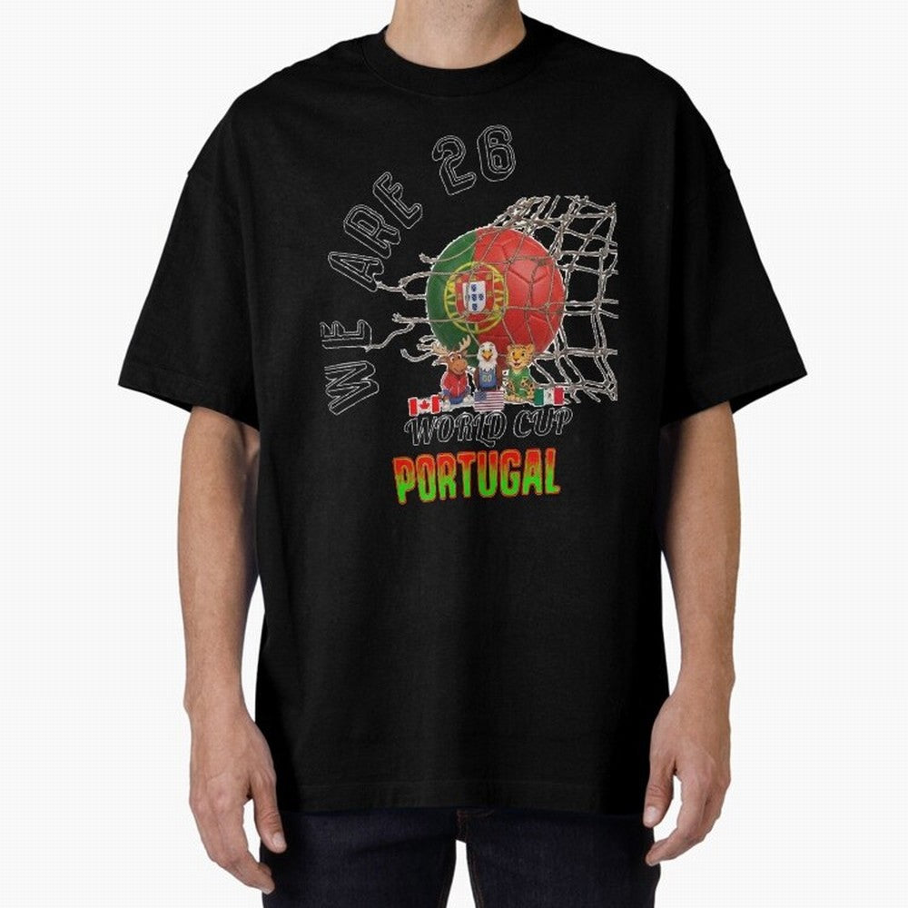 World cup 26 - Portugal Oversized T-Shirt Relive FIFA World Cup 2026 for Fans of Haaland and France, Bringing Retro Football Energy, Iconic Rivalries, Trophy Chase Drama and Stadium Atmosphere; Great for Supporters Who Love Legendary Players,