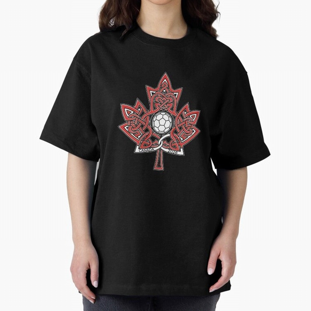 Interwoven Maple Leaf Canada Soccer 2026 T-Shirt_83135197 Oversized T-Shirt Celebrate Every Goal in FIFA World Cup 2026 for Fans of Neymar, Haaland and Cristiano Ronaldo and France, Bringing Stadium Memories, Football Loyalty, International Chants
