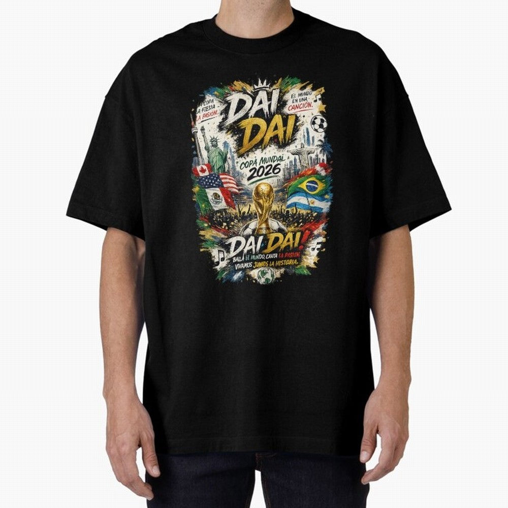 DAI DAI DESIGN FIFA 2026 Oversized T-Shirt Capture the FIFA World Cup 2026 Group Stage Journey through Neymar, Haaland and Cristiano Ronaldo Highlights, Portugal Pride, Stadium Chants, National Pride, Trophy Dreams and Unforgettable Football