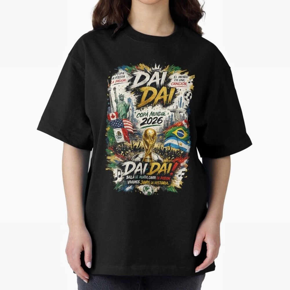 DAI DAI DESIGN FIFA 2026 Oversized T-Shirt Capture the FIFA World Cup 2026 Group Stage Journey through Neymar, Haaland and Cristiano Ronaldo Highlights, Portugal Pride, Stadium Chants, National Pride, Trophy Dreams and Unforgettable Football