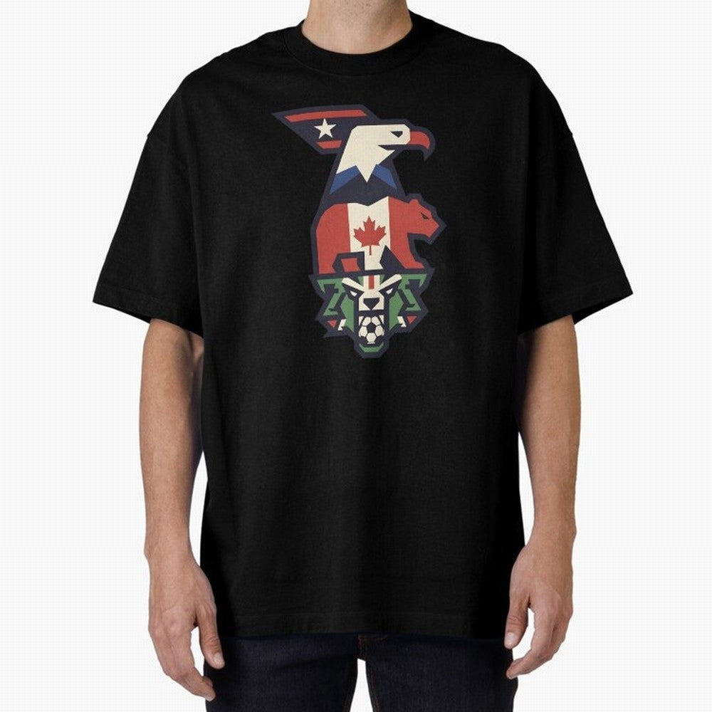 USA Canada Mexico World Cup 2026 Host Nations Oversized T-Shirt Live for the Drama of Match Day Hype around FIFA World Cup 2026 Group Stage, Mbappe, Brazil, Champion Mindset, Group Stage Buzz, Knockout Tension and Passionate Fan Culture; Ideal for