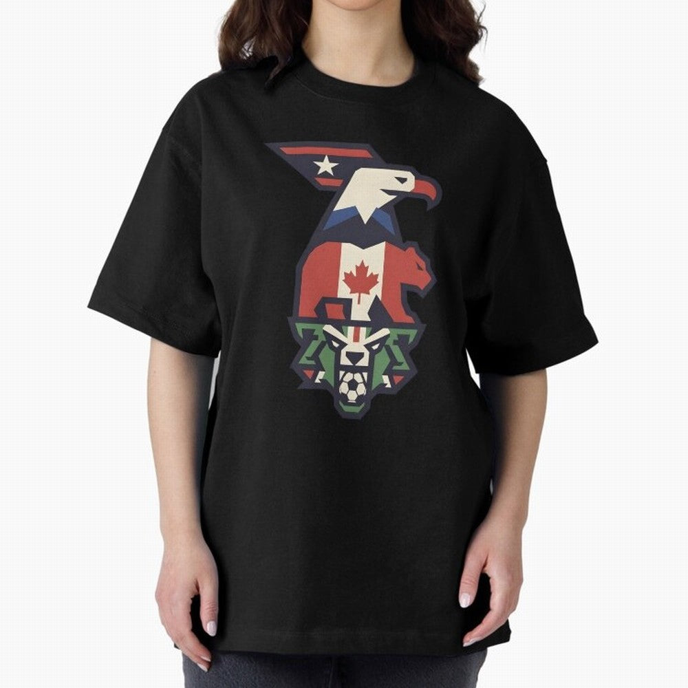 USA Canada Mexico World Cup 2026 Host Nations Oversized T-Shirt Live for the Drama of Match Day Hype around FIFA World Cup 2026 Group Stage, Mbappe, Brazil, Champion Mindset, Group Stage Buzz, Knockout Tension and Passionate Fan Culture; Ideal for