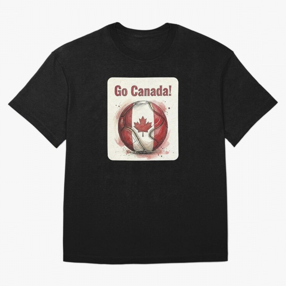 Go Canada Soccer Ball Flag | Canadian Football Fan Graphic Tee Oversized T-Shirt Support Your Favorite Stars during the FIFA World Cup 2026 USA Canada Mexico Journey through Haaland Highlights, Brazil Pride, Sports Nostalgia, International