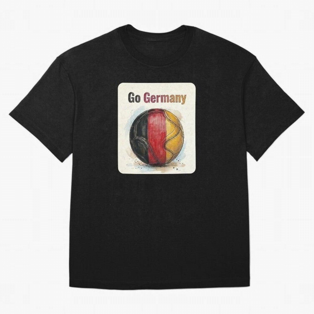 Go Germany Soccer Ball Flag | German Football Fan Graphic Tee Oversized T-Shirt Bring International Match Energy to Global Football Passion for FIFA World Cup 2026, Celebrating Neymar, Haaland and Cristiano Ronaldo, Netherlands, Supporter Pride,
