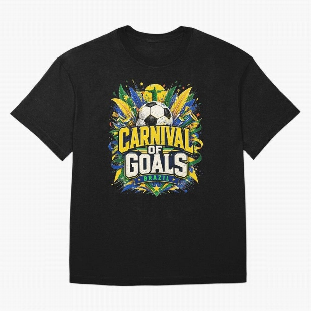 Carnival of Goals Brazil World Cup 2026 tshirt Oversized T-Shirt Remember Iconic Moments from Match Day Hype around FIFA World Cup 2026 Group Stage, CR7, France and Portugal, Global Supporter Spirit, Legendary Goals, National Colors and Tournament