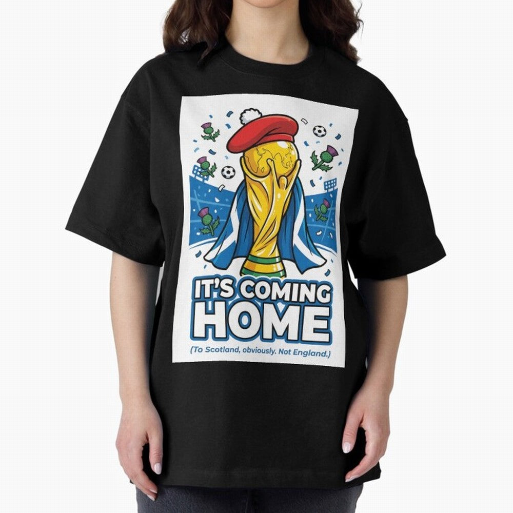It's Coming Home Oversized T-Shirt Honor the Beautiful Game during FIFA World Cup 2026 Capturing Messi and Cristiano Ronaldo, Spain Energy, Stadium Memories, Football Loyalty, International Chants and Championship Tradition; Perfect for People Who
