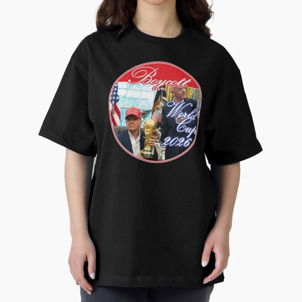 Boycott World Cup 2026 Oversized T-Shirt Celebrate Soccer Greatness during FIFA World Cup 2026 USA Canada Mexico Connected to Cristiano Ronaldo, Haaland and CR7, Argentina and Brazil Energy, Worldwide Fan Energy, Dramatic Goals, Stadium Lights and