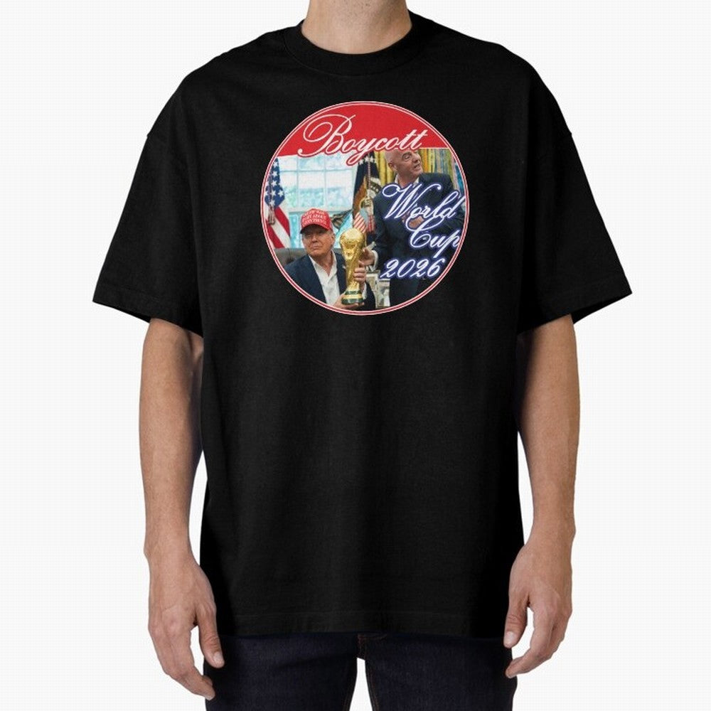 Boycott World Cup 2026 Oversized T-Shirt Celebrate Soccer Greatness during FIFA World Cup 2026 USA Canada Mexico Connected to Cristiano Ronaldo, Haaland and CR7, Argentina and Brazil Energy, Worldwide Fan Energy, Dramatic Goals, Stadium Lights and