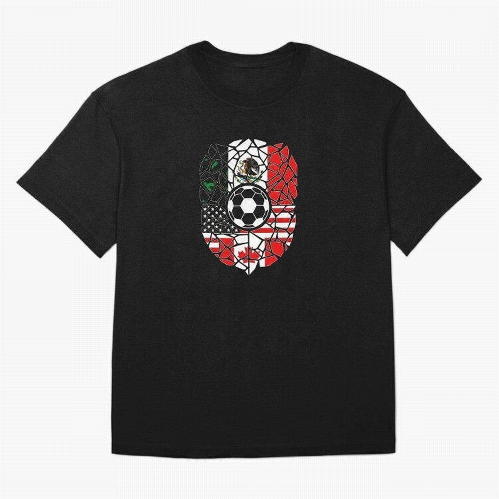 Mosaic Soccer Crest USA Canada Mexico Unity 2026 T-Shirt_82794688 Oversized T-Shirt Stand Out with Spirit from Match Day Hype around FIFA World Cup 2026, Messi and Cristiano Ronaldo, France and Portugal, Global Supporter Spirit, Legendary Goals,
