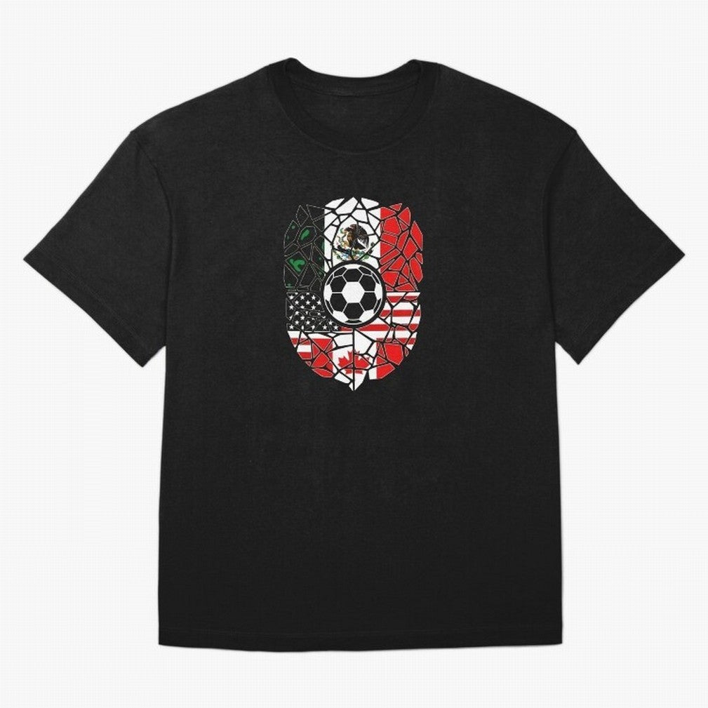 Mosaic Soccer Crest USA Canada Mexico Unity 2026 T-Shirt_82794688 Oversized T-Shirt Keep the Legacy of the FIFA World Cup 2026 Group Stage Journey through Mbappe and Neymar Highlights, Brazil, Portugal and Argentina Pride, Global Supporter Spirit,