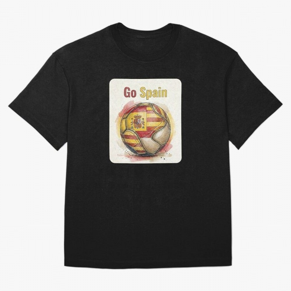 Go Spain Soccer Ball Flag | Canadian Football Fan Graphic Tee Oversized T-Shirt Treasure FIFA World Cup 2026 Group Stage Featuring Messi, Neymar and Mbappe, Germany Energy, Match Day Excitement, Supporter Culture, Golden Goals and Global Football