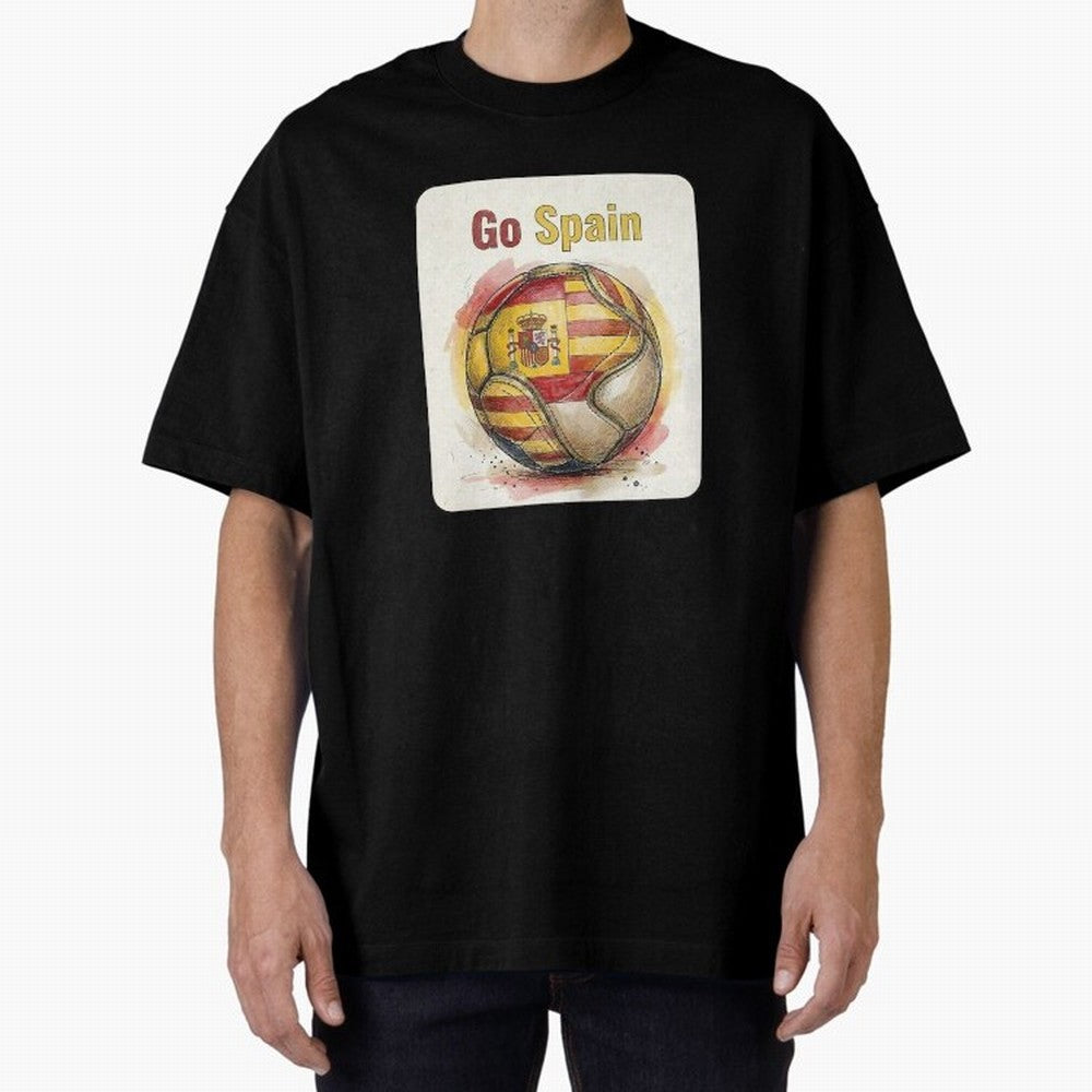 Go Spain Soccer Ball Flag | Canadian Football Fan Graphic Tee Oversized T-Shirt Treasure FIFA World Cup 2026 Group Stage Featuring Messi, Neymar and Mbappe, Germany Energy, Match Day Excitement, Supporter Culture, Golden Goals and Global Football
