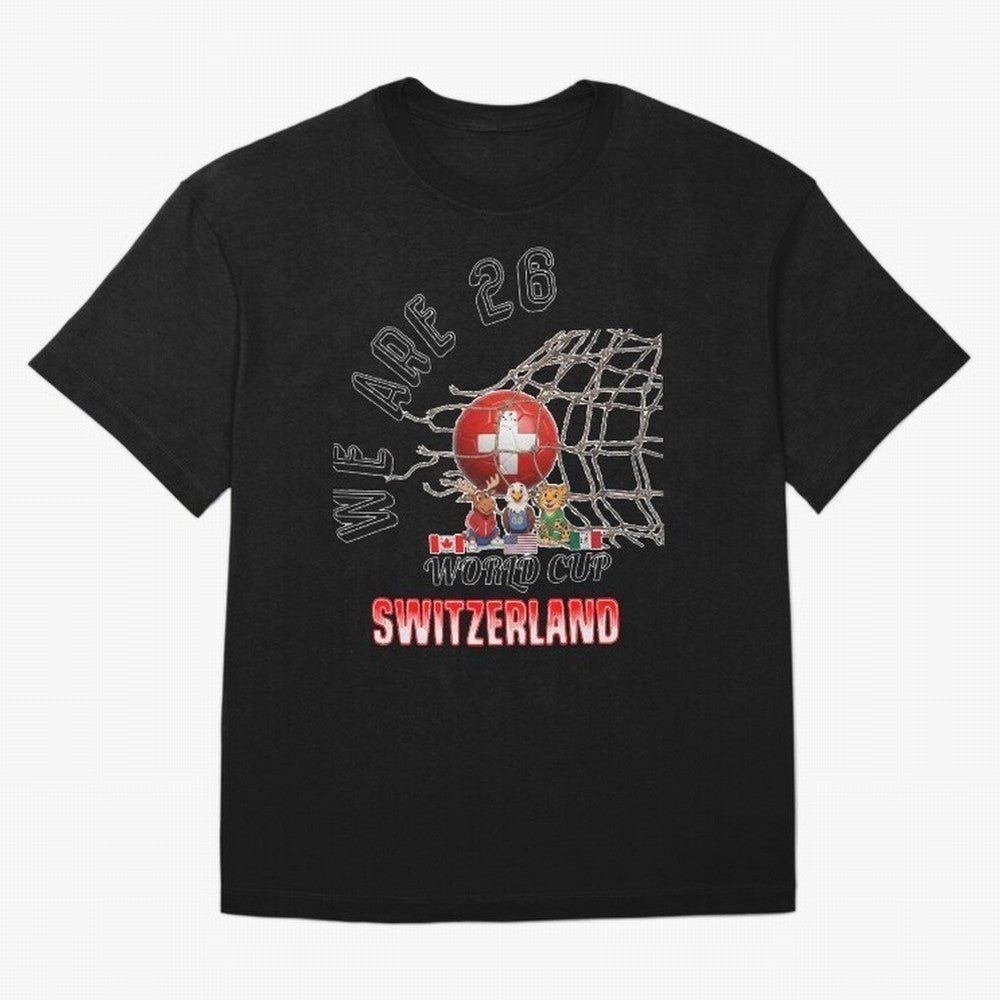 World cup 26 - Switzerland Oversized T-Shirt Show Passion for the Stars of FIFA World Cup 2026 USA Canada Mexico Spirit, Connected to Argentina, France and Brazil, Neymar, Haaland and Cristiano Ronaldo, Global Supporter Spirit, Legendary Goals,