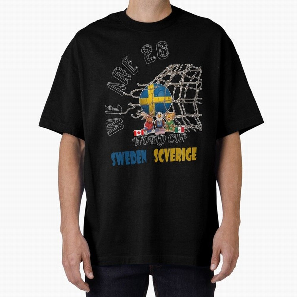 World cup 26 - Sweden Oversized T-Shirt Fuel FIFA World Cup 2026 Featuring Haaland and Mbappe, England and Germany Energy, Stadium Memories, Football Loyalty, International Chants and Championship Tradition; Ideal for Passionate Fans Who Love