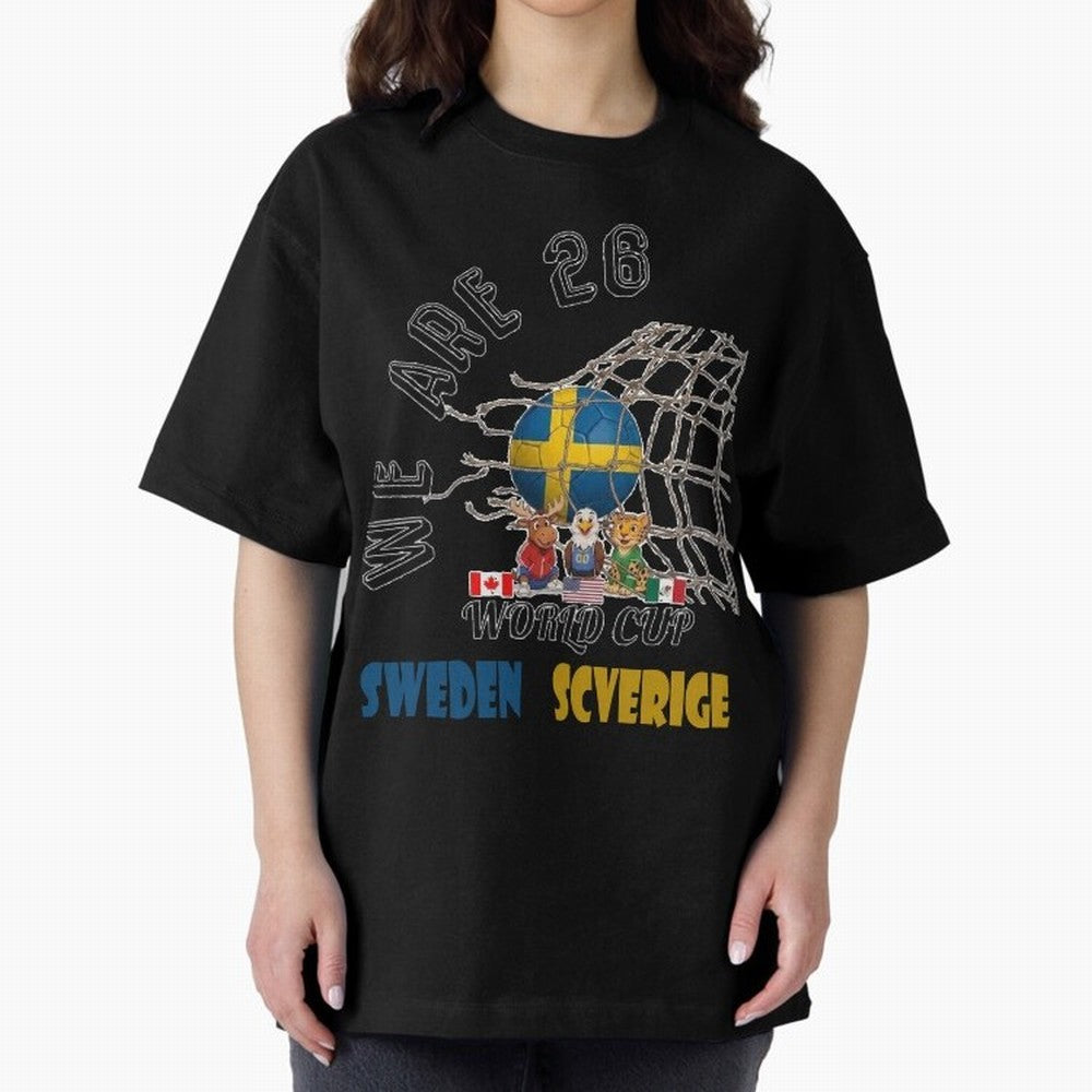 World cup 26 - Sweden Oversized T-Shirt Fuel FIFA World Cup 2026 Featuring Haaland and Mbappe, England and Germany Energy, Stadium Memories, Football Loyalty, International Chants and Championship Tradition; Ideal for Passionate Fans Who Love