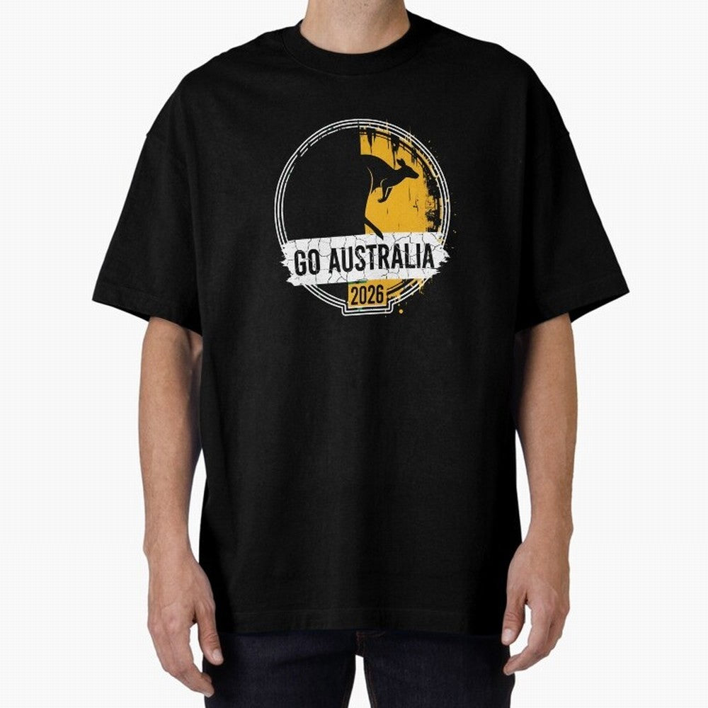 Golden Green Kangaroo Emblem Go Australia 2026 Supporter Design T-Shirt_83662099 Oversized T-Shirt Carry the Colors and Pride of Global Football Passion for FIFA World Cup 2026, with Messi, Spain and Netherlands, Tournament Hype, Historic Matchups,