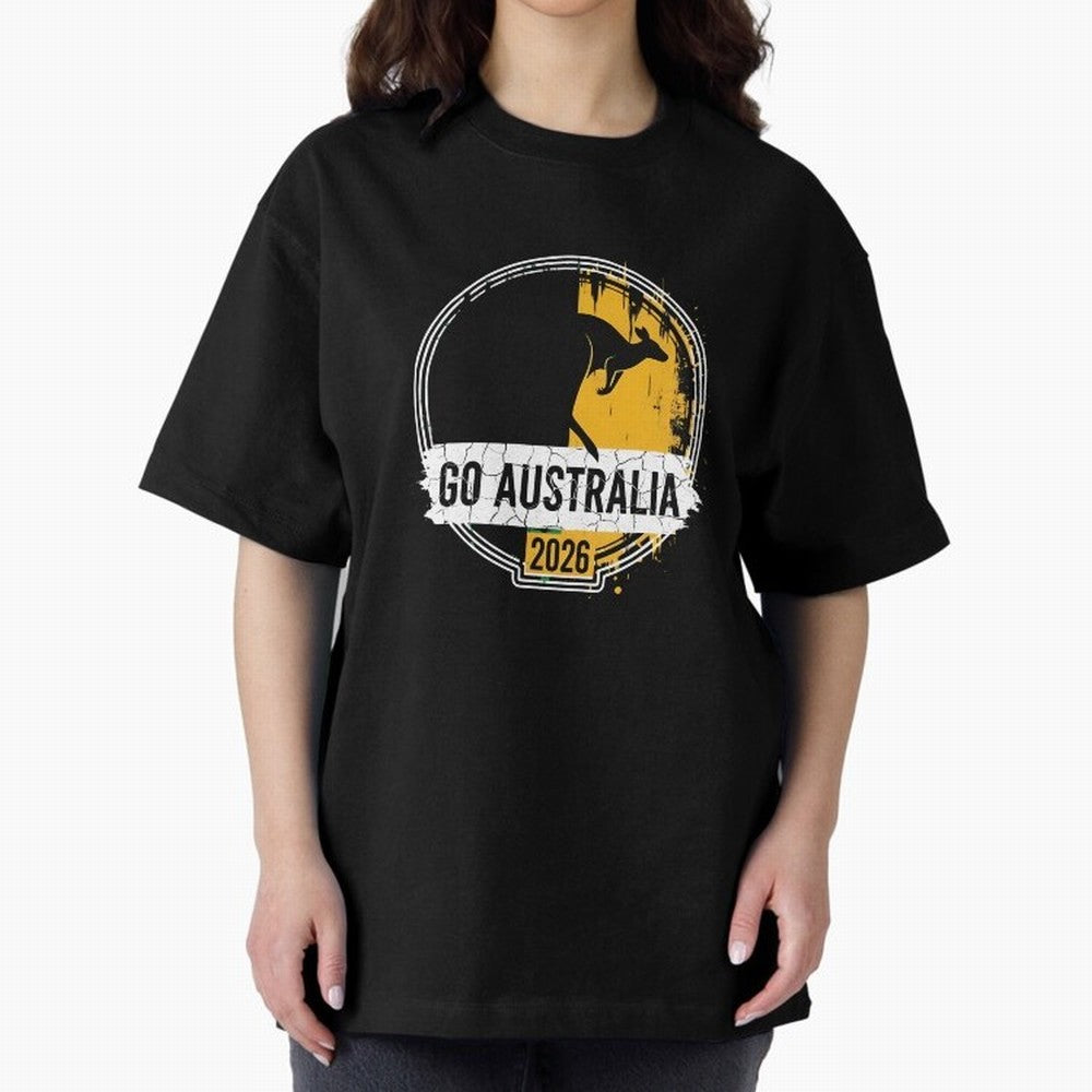 Golden Green Kangaroo Emblem Go Australia 2026 Supporter Design T-Shirt_83662099 Oversized T-Shirt Carry the Colors and Pride of Global Football Passion for FIFA World Cup 2026, with Messi, Spain and Netherlands, Tournament Hype, Historic Matchups,