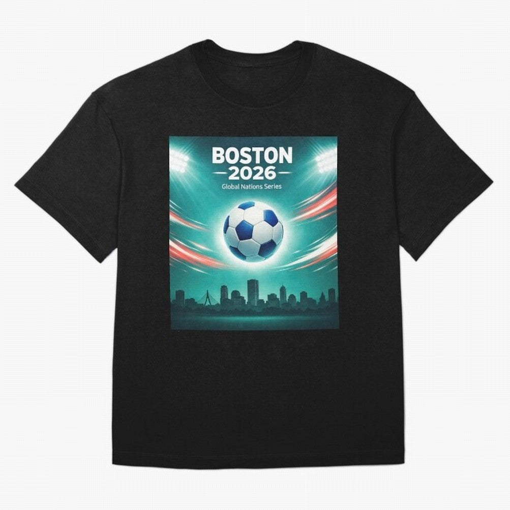Boston 2026 Soccer Event Oversized T-Shirt Celebrate Soccer Greatness during Match Day Hype around FIFA World Cup 2026, Messi, Brazil, Vintage Soccer Flavor, Modern Football Stars, National Flags and Final Night Emotion; Made for Collectors Who