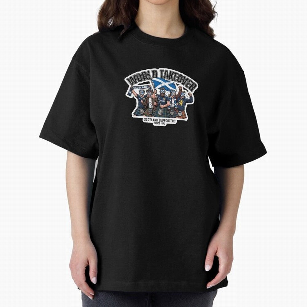 Scotland Soccer Fans Tartan Power Sticker 2026 Football Supporters Oversized T-Shirt Celebrate the Stars of FIFA World Cup 2026 Group Stage for Fans of CR7 and Brazil, Portugal and Argentina, Bringing Football History, Final Match Energy, Crowd