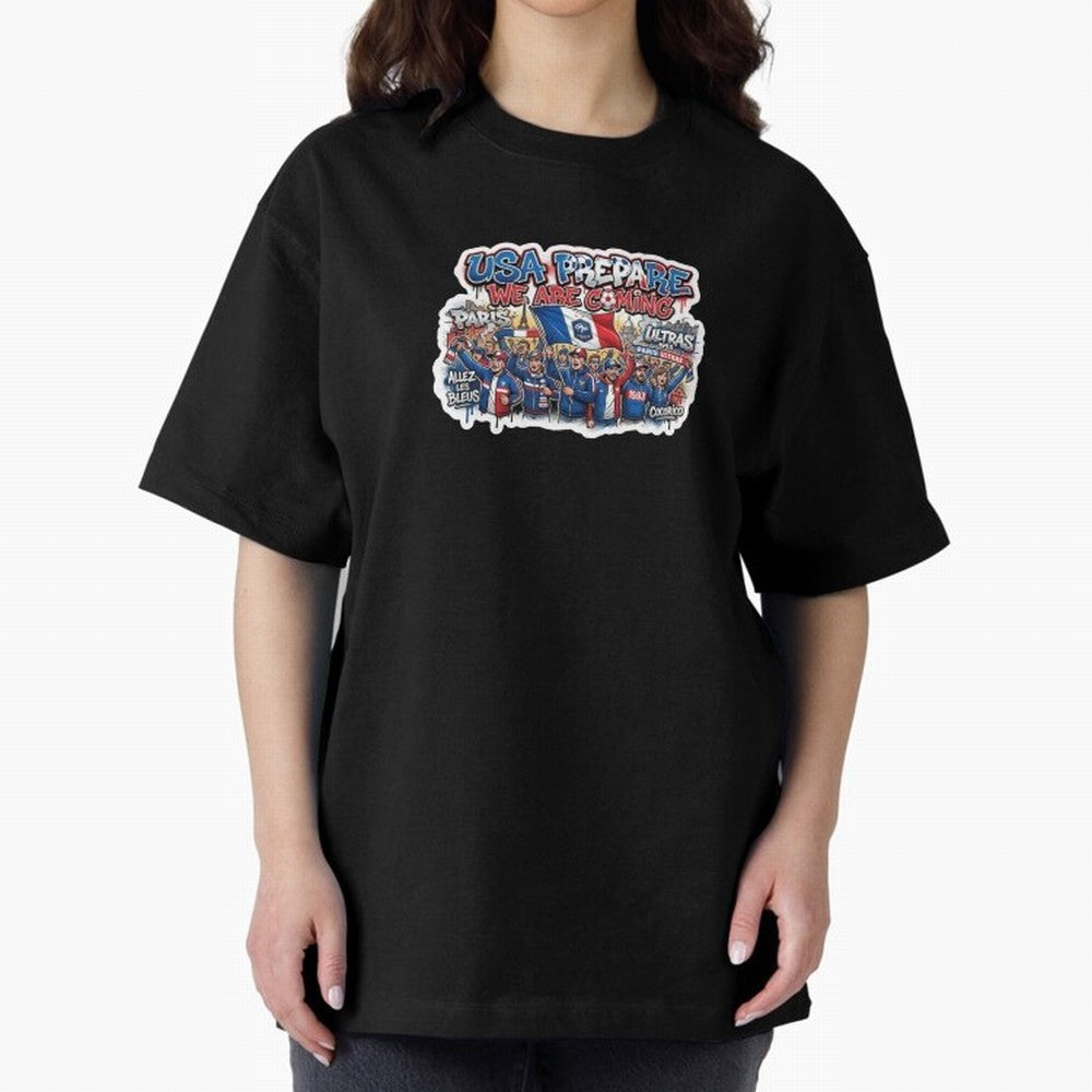 France Soccer Fans 2026 Sticker We Are Coming Oversized T-Shirt Upgrade FIFA World Cup 2026 Featuring Cristiano Ronaldo, Haaland and CR7, Argentina and Brazil Energy, Global Supporter Spirit, Legendary Goals, National Colors and Tournament
