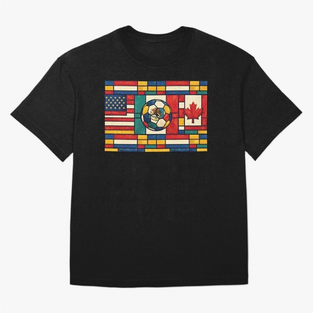 Elegant World Cup Stadiums Geometrical | Soccer Flags Mexico Canada USA Oversized T-Shirt Celebrate Rivalries and Pride in the FIFA World Cup 2026 USA Canada Mexico Journey through Neymar, Haaland and Cristiano Ronaldo Highlights, Portugal Pride,