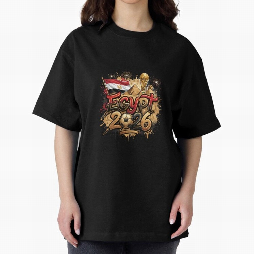 Egypt World Cup 2026 Football Legacy Oversized T-Shirt Celebrate Fan Favorites in FIFA World Cup 2026 Spirit, Featuring Portugal, Spain and Germany, Messi and Cristiano Ronaldo, Sports Nostalgia, International Competition, Famous Players and
