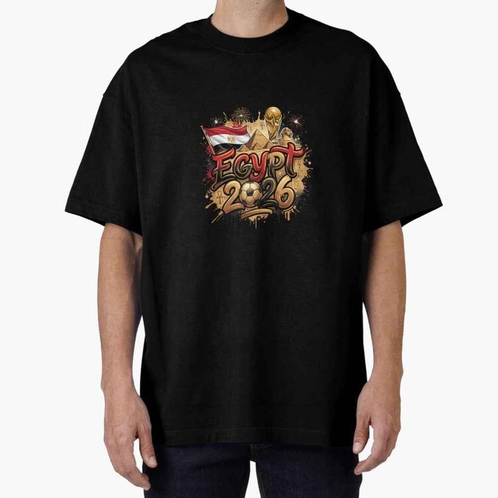 Egypt World Cup 2026 Football Legacy Oversized T-Shirt Celebrate Fan Favorites in FIFA World Cup 2026 Spirit, Featuring Portugal, Spain and Germany, Messi and Cristiano Ronaldo, Sports Nostalgia, International Competition, Famous Players and