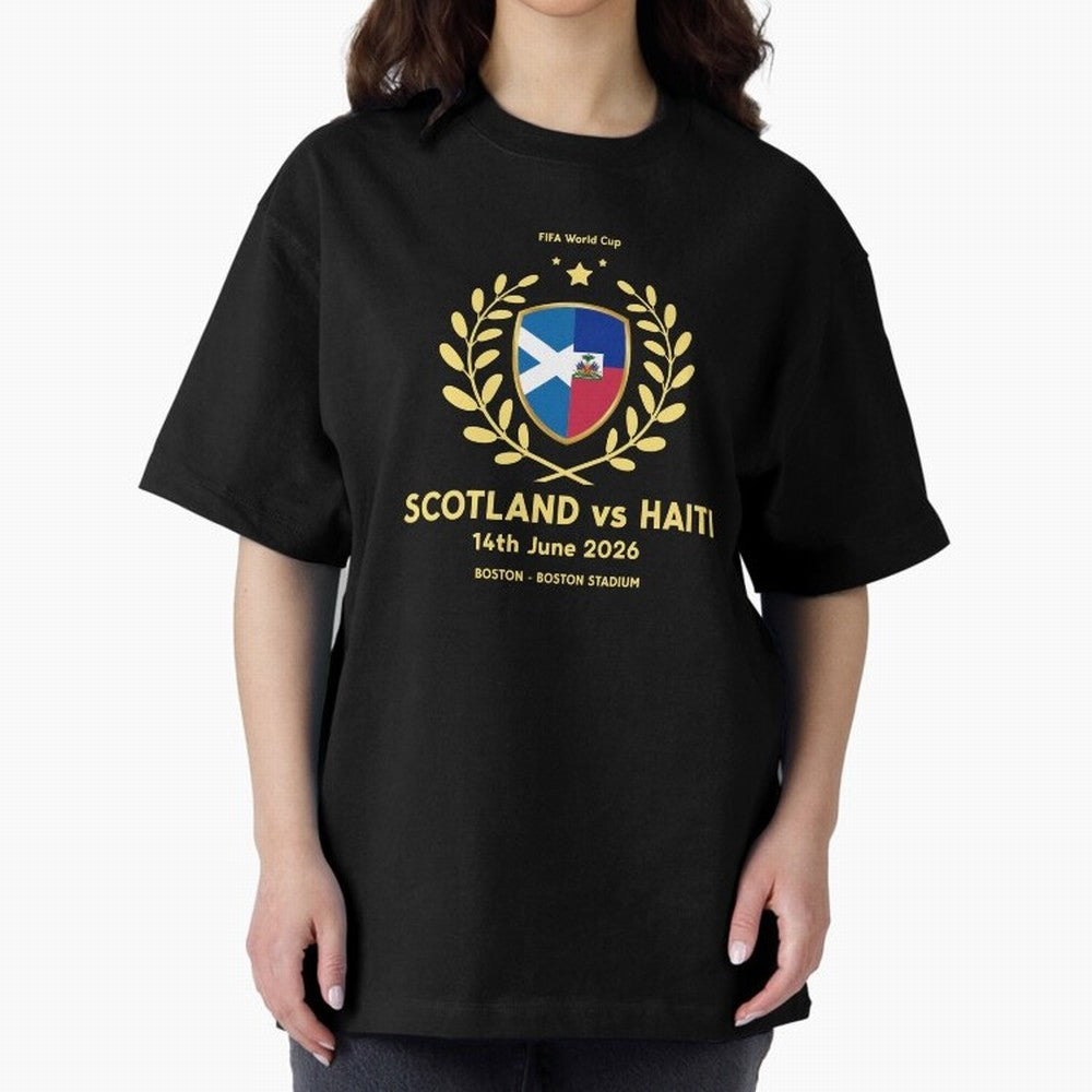 FIFA World Cup - Scotland v Haiti Oversized T-Shirt Show Your Tournament Heart for FIFA World Cup 2026 USA Canada Mexico Highlighting Neymar, Brazil, Portugal and Argentina Energy, Stadium Memories, Football Loyalty, International Chants and