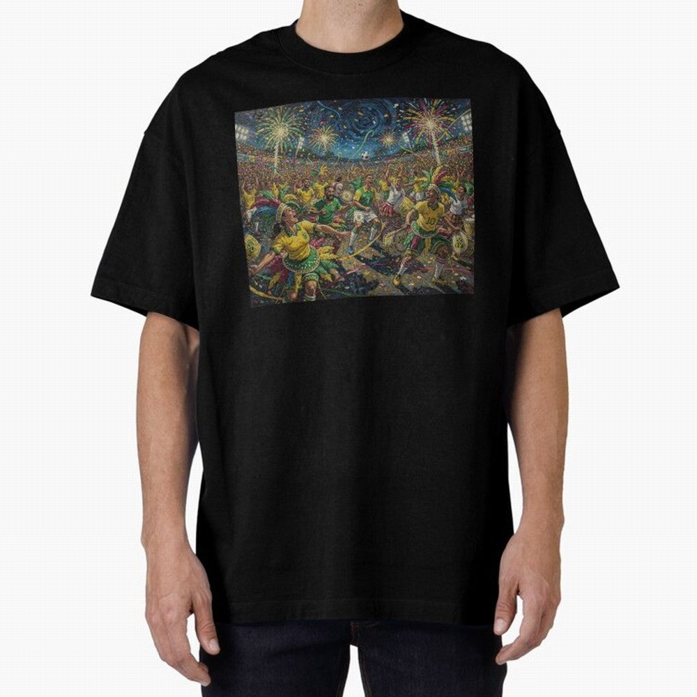 Celebration at Brazilian Football Match World Cup 2026 Vibes Oversized T-Shirt Bring World Football Passion into Match Day Hype around FIFA World Cup 2026 Group Stage, Haaland, France and Portugal, Champion Mindset, Group Stage Buzz, Knockout