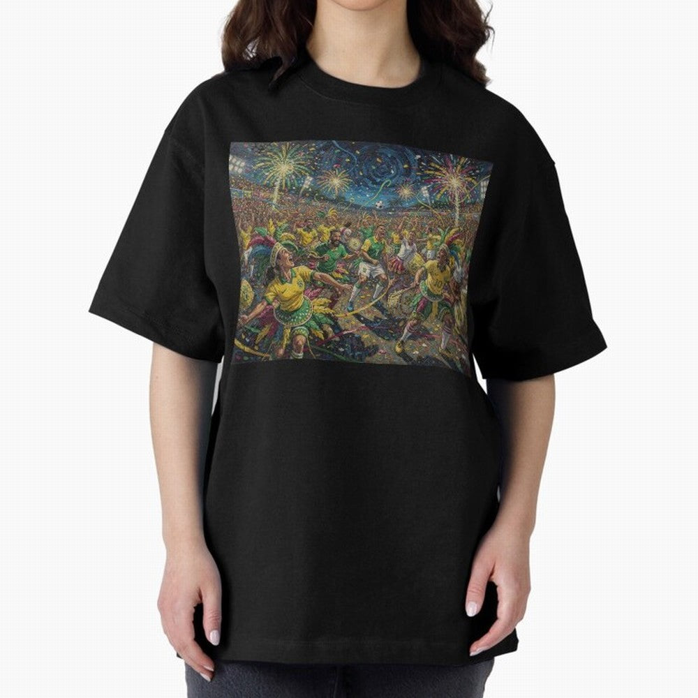 Celebration at Brazilian Football Match World Cup 2026 Vibes Oversized T-Shirt Bring World Football Passion into Match Day Hype around FIFA World Cup 2026 Group Stage, Haaland, France and Portugal, Champion Mindset, Group Stage Buzz, Knockout