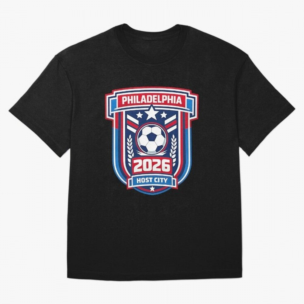Philadelphia 2026 Soccer Host City Welcoming the World Cup Oversized T-Shirt Remember FIFA World Cup 2026 Group Stage for Fans of Cristiano Ronaldo, Haaland and CR7 and Argentina, Bringing Stadium Memories, Football Loyalty, International Chants