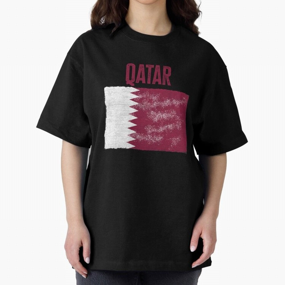 Qatar Oversized T-Shirt Carry the Dream of Match Day Hype around FIFA World Cup 2026 Group Stage, Neymar, Germany, Football Festival Excitement, Trophy Ambitions, Country Rivalries and Star Player Buzz; Built for Supporters Chasing Trophy Dreams,