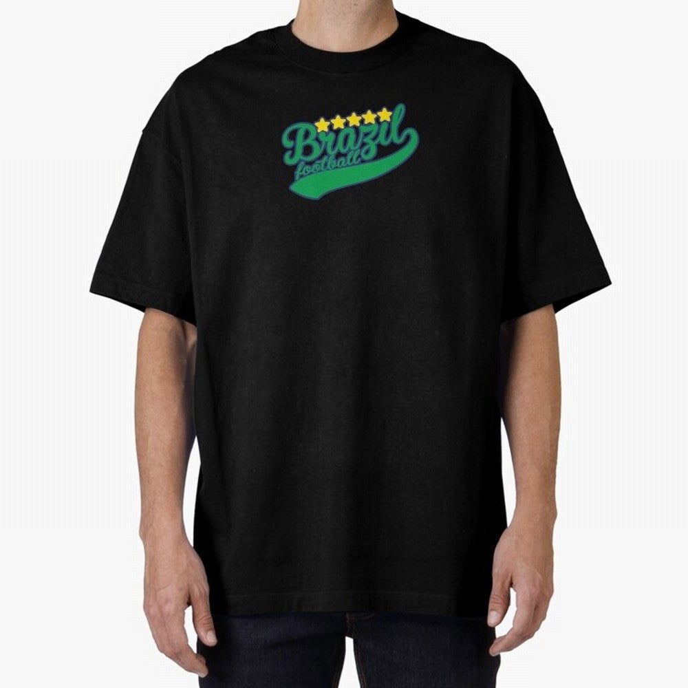 Brazil Soccer Football World Cup Vintage Oversized T-Shirt Celebrate Fan Culture around the FIFA World Cup 2026 Journey through Neymar, Haaland and Cristiano Ronaldo Highlights, Portugal, Spain and Germany Pride, Vintage Soccer Flavor, Modern
