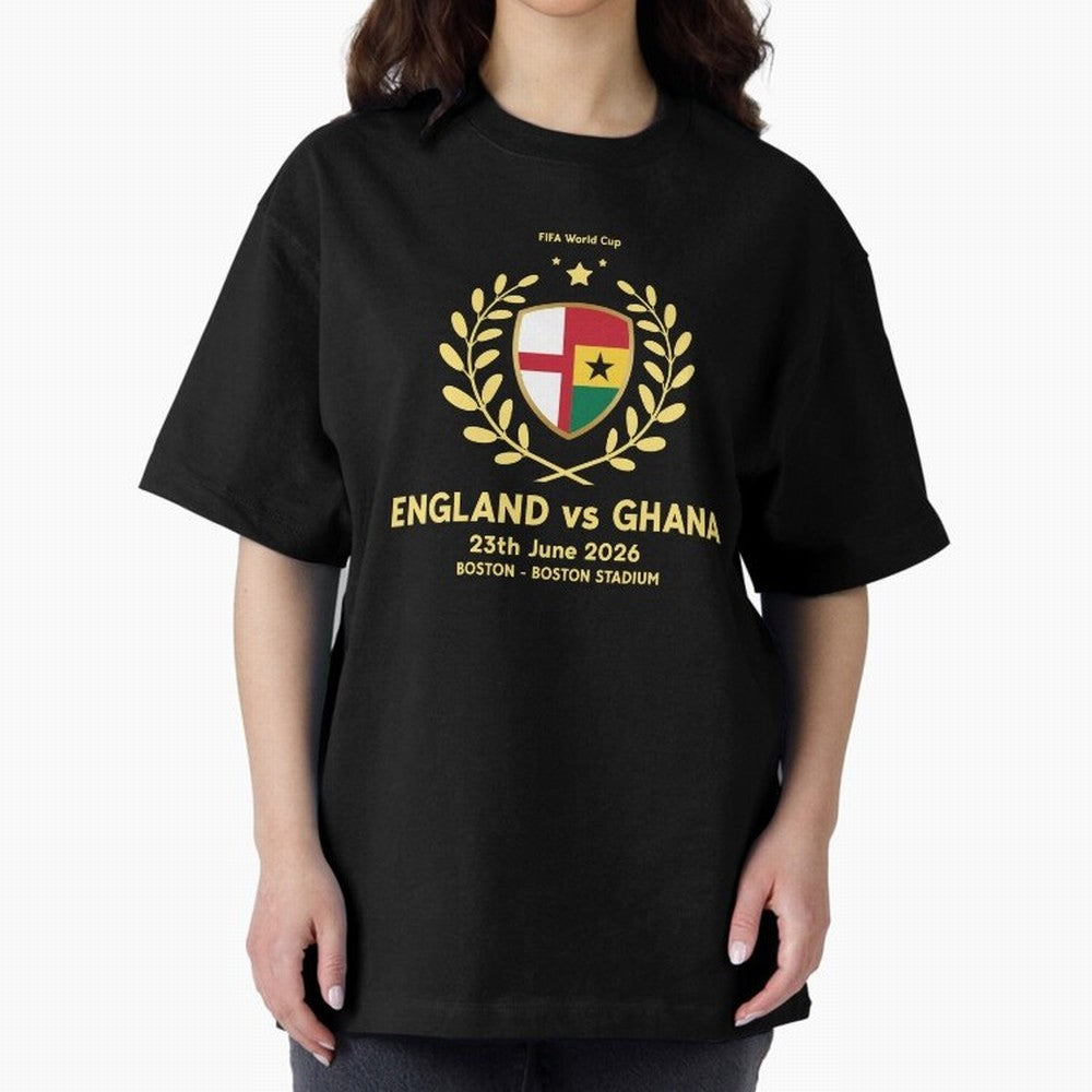 FIFA World Cup - England v Ghana Oversized T-Shirt Embrace Match Day Hype around FIFA World Cup 2026 Group Stage, Messi, Neymar and Mbappe, Spain, Classic Soccer Heritage, Championship Pressure, Fan Loyalty and International Pride; Ideal for