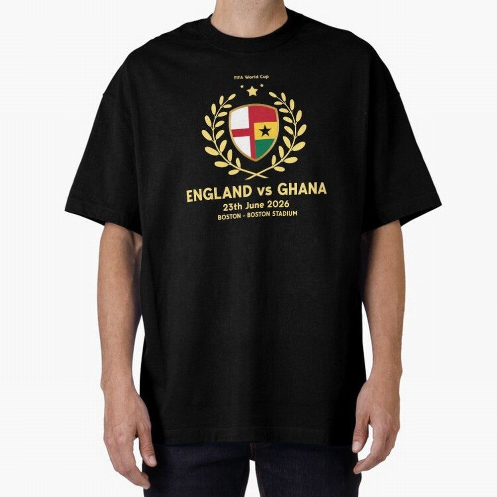FIFA World Cup - England v Ghana Oversized T-Shirt Embrace Match Day Hype around FIFA World Cup 2026 Group Stage, Messi, Neymar and Mbappe, Spain, Classic Soccer Heritage, Championship Pressure, Fan Loyalty and International Pride; Ideal for