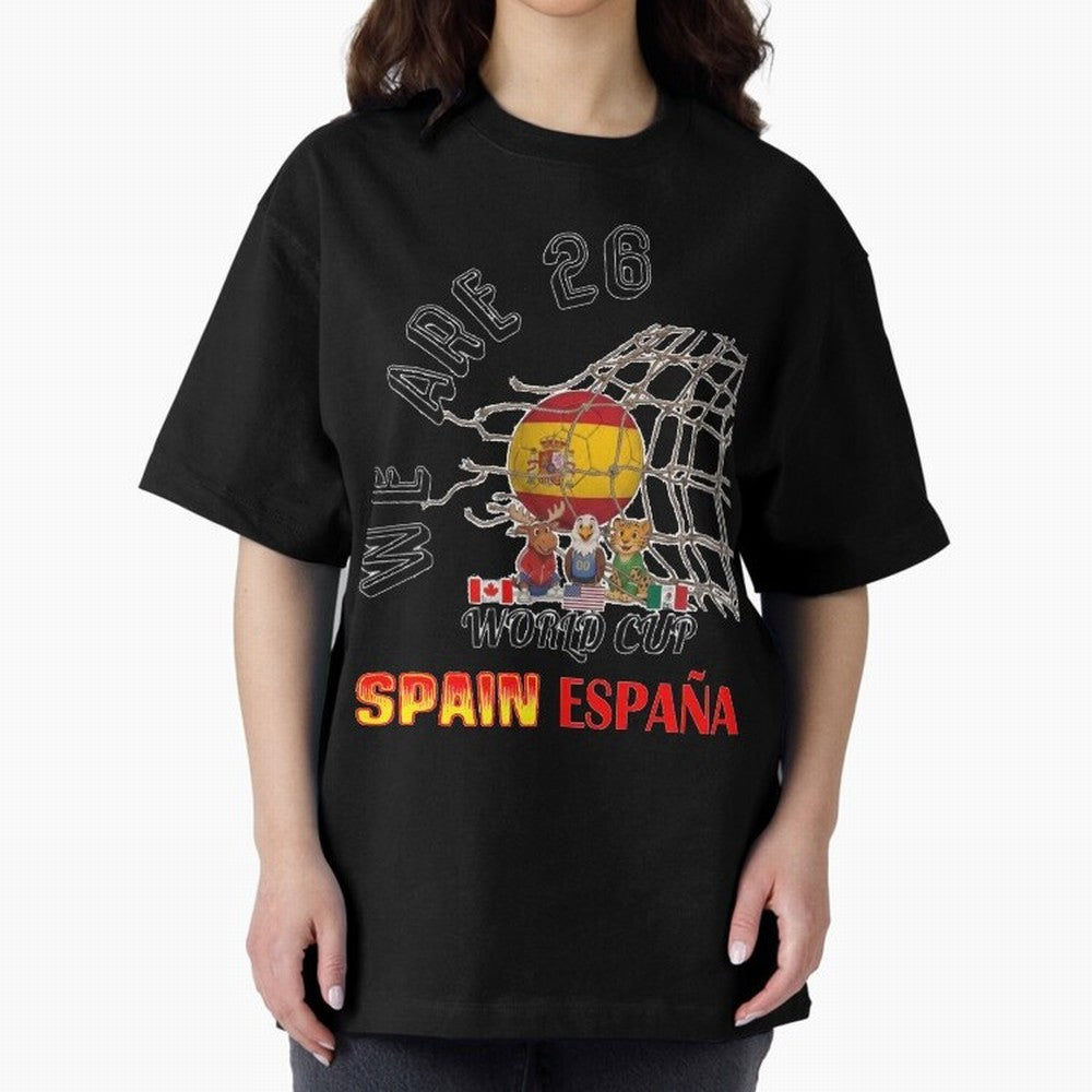 World cup 26 - Spain Oversized T-Shirt Represent Match Day Hype around FIFA World Cup 2026 USA Canada Mexico, CR7 and Messi, Germany, Tournament Hype, Historic Matchups, Family Viewing Parties and Global Sports Pride; Great for Supporters Who Love
